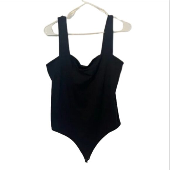 Abercrombie & Fitch black square neck bodysuit large - Picture 2 of 6